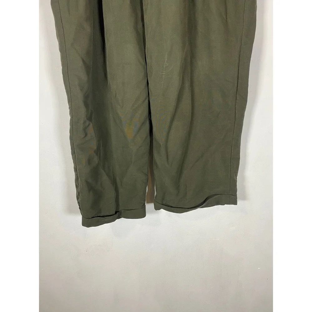 J Ferrar 42x32 Double Pleated Wide Leg Dress Pants Olive Green Career Slacks